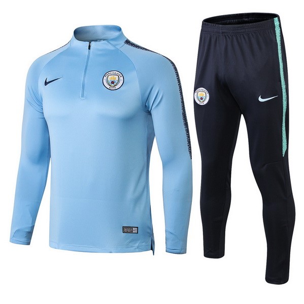 Trainingsanzug Kinder Manchester City 2018-19 Blau Schwarz Fussballtrikots Günstig